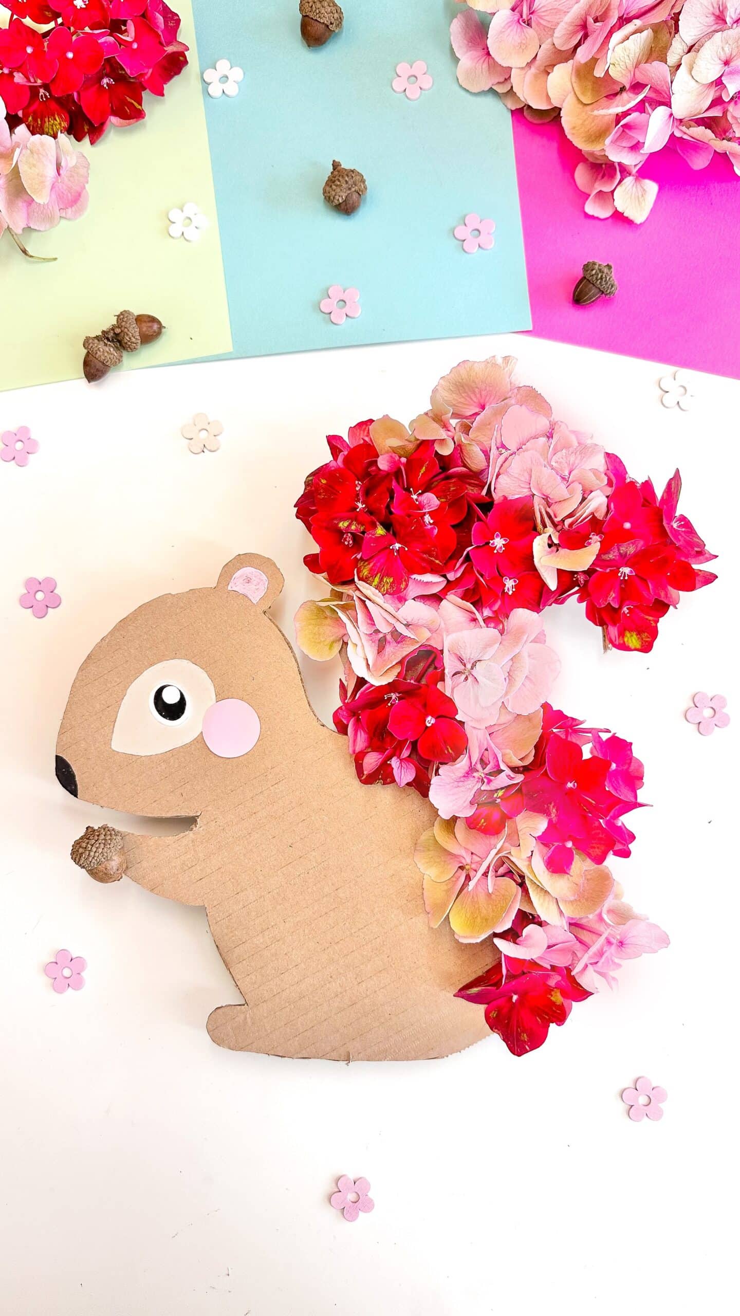 Hortensien Eichhörnchen basteln | Hej Maiken - Kreativ mit Kindern